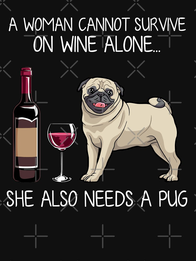 Pug and wine funny by TeeDoozy T-Shirts, Hoodie, Sweatshirt | BlankRebels.com (Image 3)