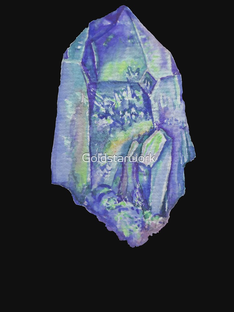 Blue Aqua aura quartz painting. Blue watercolour healing crystal by Goldstarwork T-Shirts, Hoodie, Sweatshirt (Image 3)