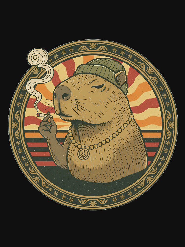 Chill Capybara Stoner - Retro 70s Zen Animal Art by TSE DESIGN T-Shirts, Hoodie, Sweatshirt | BlankRebels.com (Image 3)