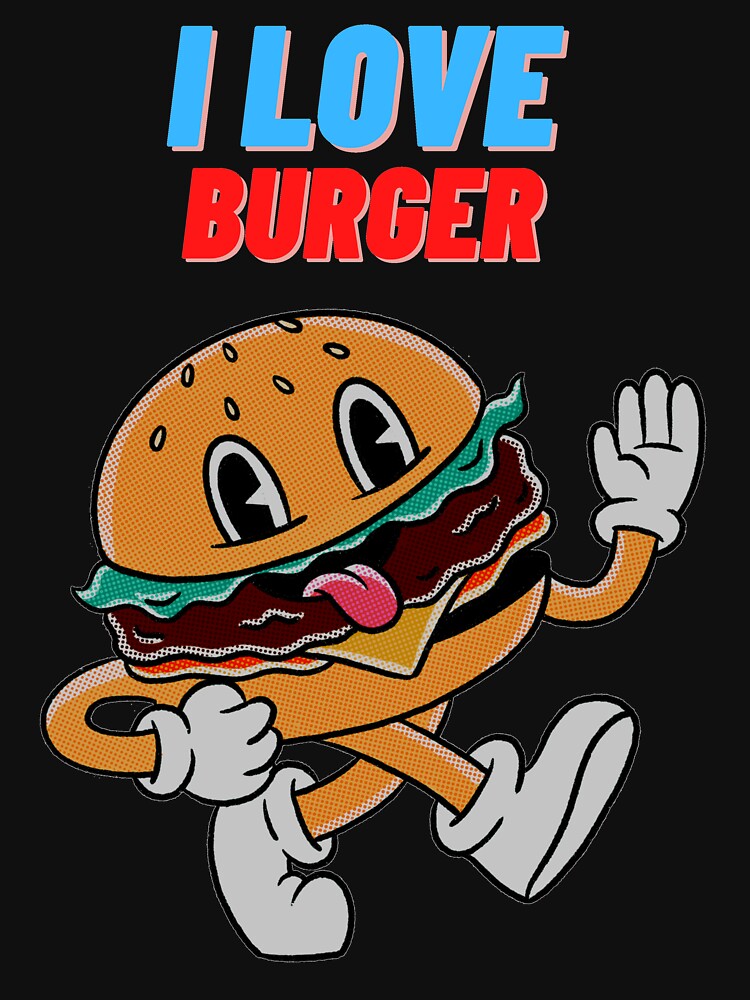 I Love burger, Burger, food, cartoon, cartoon burger, funny by K-BOSS T-Shirts, Hoodie, Sweatshirt (Image 3)