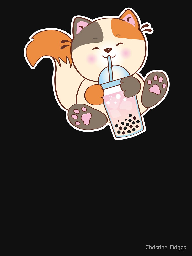 Cute Kawaii Bubble Tea Calico Cat by Christine  Briggs T-Shirts, Hoodie, Sweatshirt | BlankRebels.com (Image 3)