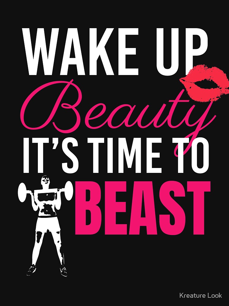 Wake Up Beauty its time to Beast | gym shirts | men fitness | funny exercise shirt | funny fitness shirts |... (Image 3)