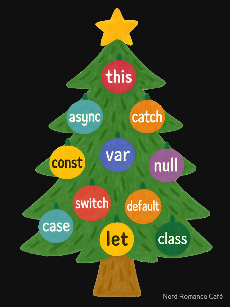 JavaScript Christmas Tree Ornaments – Funny Programmer Holiday Coding Art by Nerd Romance Café T-Shirts,... (Image 3)