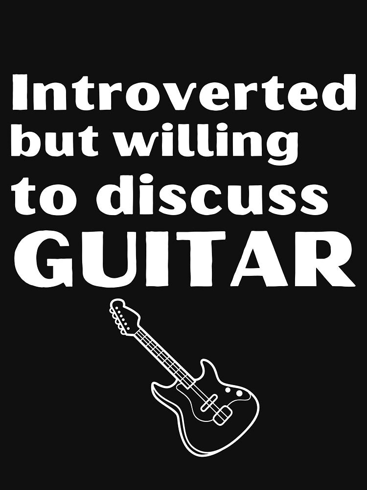 Introverted But Willing To Discuss Guitar Funny Introvert Tshirt by OldSkullDesigns