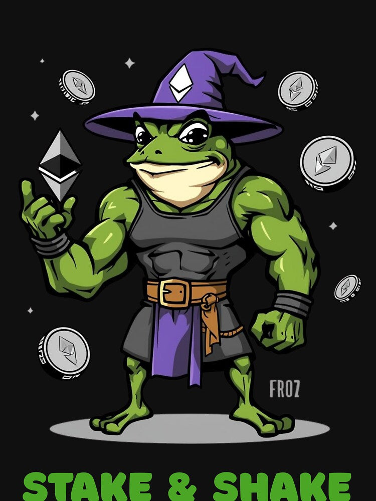 Stake & Shake Frog Wizard – Funny Crypto Gym Meme Shirt by LintonGriffin Hoodie, Sweatshirt | BlankRebels.com (Image 3)