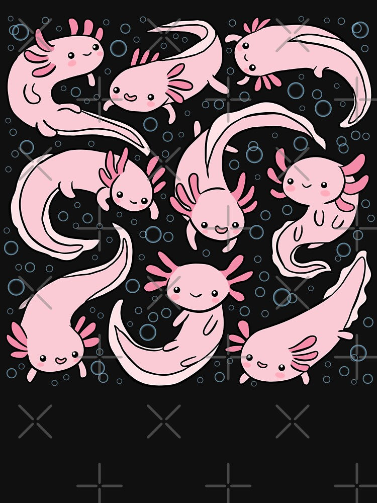 Cute little happy axolotls pattern by Yarafantasyart T-Shirts, Hoodie, Sweatshirt | BlankRebels.com (Image 3)