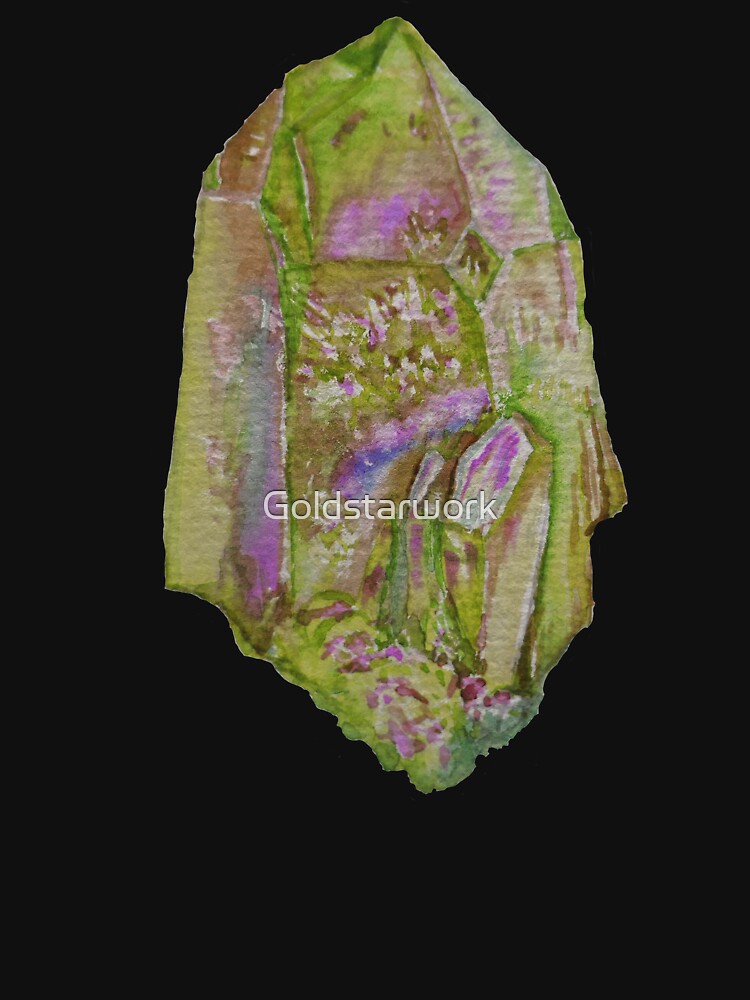 Green Quartz Crystal painting.  Watercolour healing crystal by Goldstarwork T-Shirts, Hoodie, Sweatshirt (Image 3)