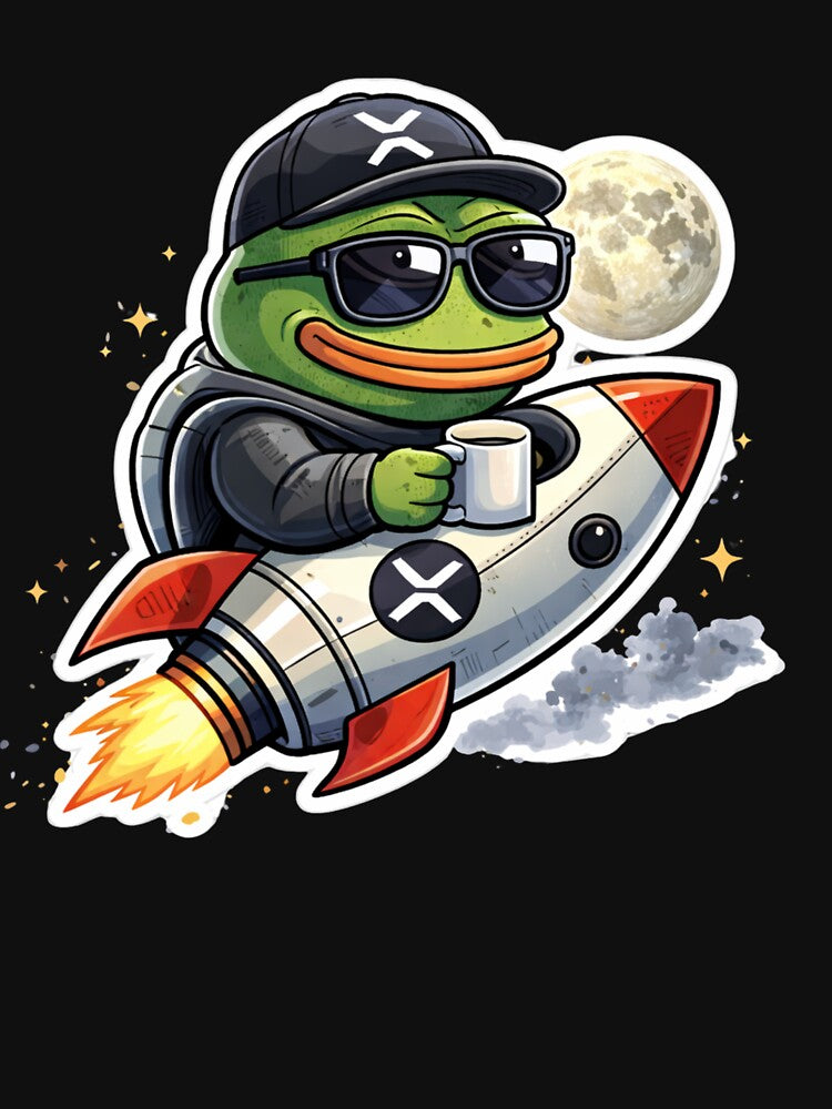 Pepe XRP Rocket Ride – Funny Crypto Meme Frog To The Moon Design by LintonGriffin T-Shirts, Hoodie, Sweatshirt (Image 3)