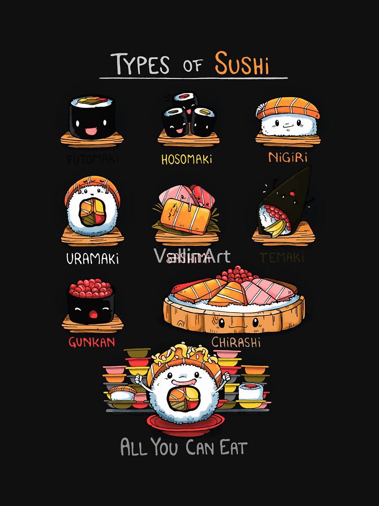 Type of Sushi by VallinArt T-Shirts, Hoodie, Sweatshirt | BlankRebels.com (Image 3)