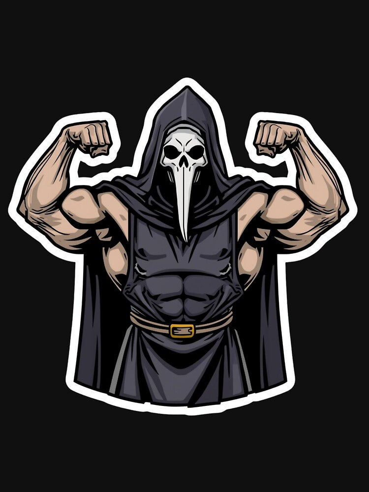 Strong Plague Doctor Flex – Dark Humor Workout Sticker by LintonGriffin T-Shirts, Hoodie, Sweatshirt (Image 3)