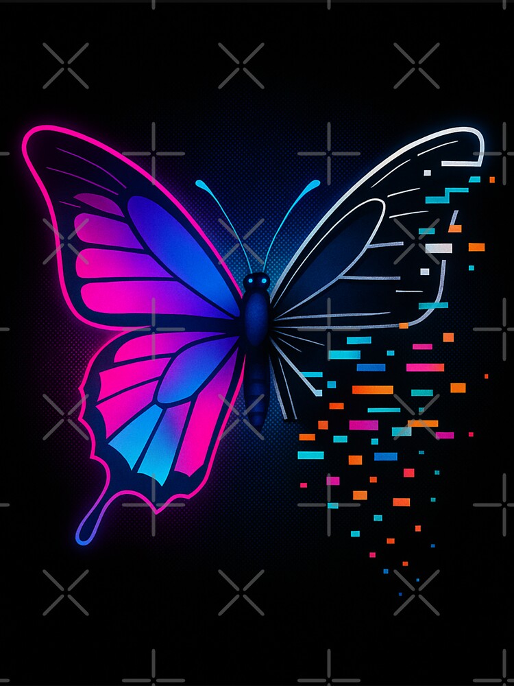 Neon Glitch Butterfly by ViralByDesign T-Shirts, Hoodie, Sweatshirt | BlankRebels.com (Image 3)