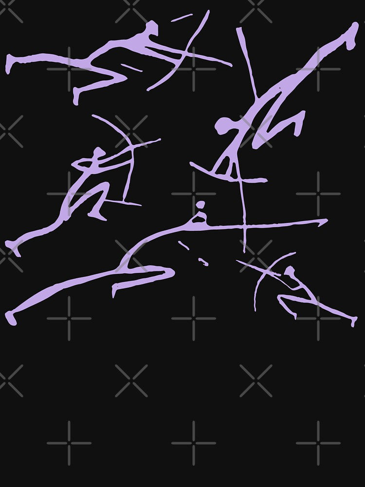 Digital Lavender Bowmen Minimalist Paleolithic Cave Art Bow Fight by pelagio