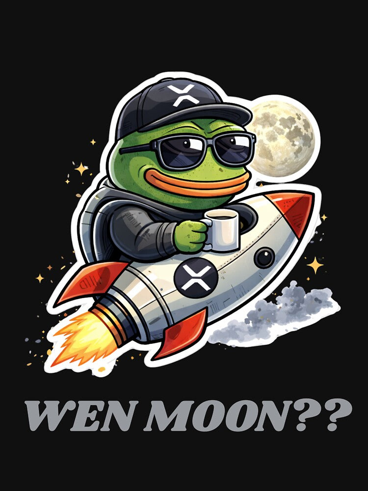 Wen Moon?? Pepe XRP Rocket – Funny Crypto Meme Frog Coffee HODL Design by LintonGriffin T-Shirts, Hoodie,... (Image 3)