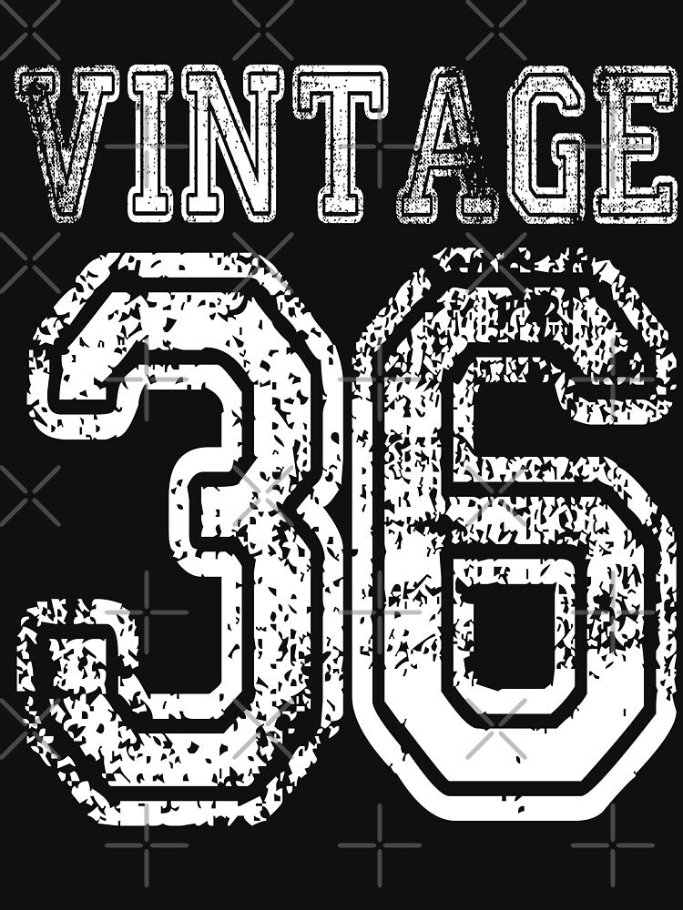 Vintage 36 2036 1936 T-shirt Birthday Gift Age Year Old Boy Girl Cute Funny Man Woman Jersey Style by... (Image 3)