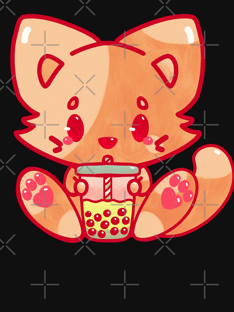 cat bubble tea kawaii cute adorable chibi hand painted by · GAMING SOUL · T-Shirts, Hoodie, Sweatshirt (Image 3)