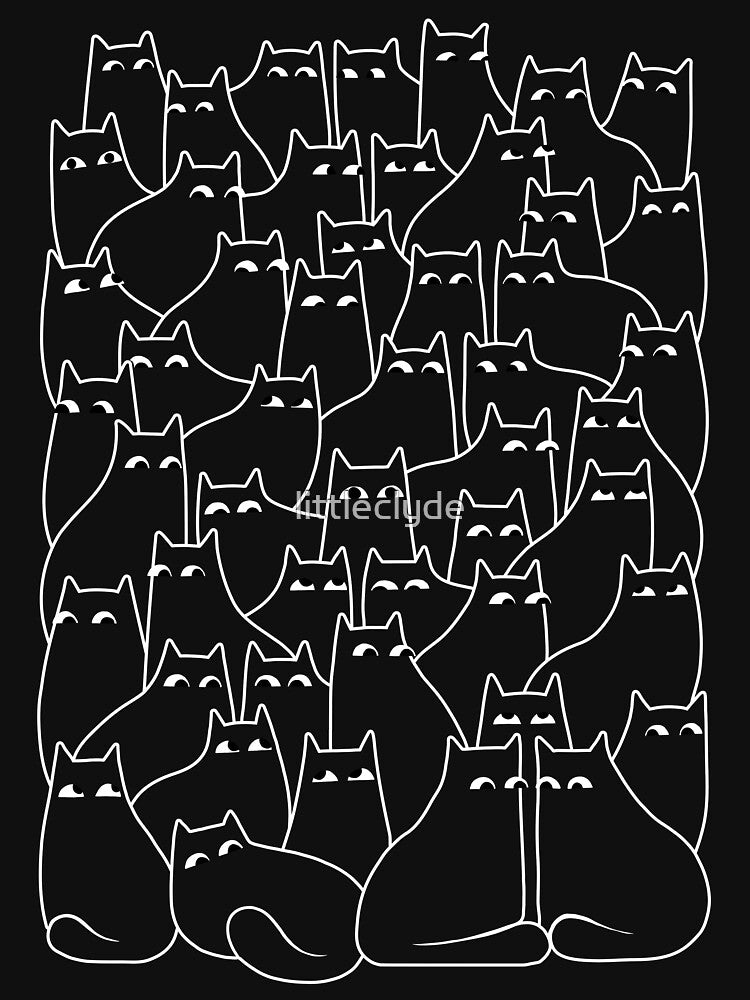 Suspicious Cats (Minimal White Linework Version) by littleclyde T-Shirts, Hoodie, Sweatshirt | BlankRebels.com (Image 3)