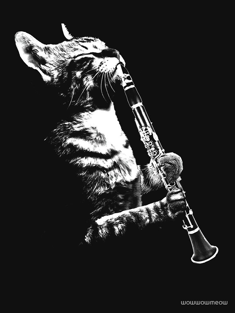 Cat Playing Clarinet Clarinetist Cat Musician by wowwowmeow