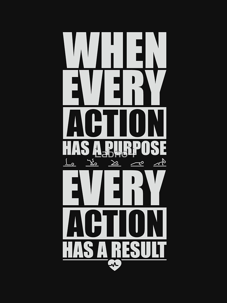 When Every Action Has A Purpose Every Action Has A Result. – Gym Motivational Quotes by Labno4 T-Shirts,... (Image 3)