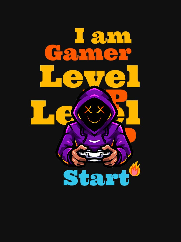 Cool Neon Gamer Hoodie Character - I Am Gamer Level Up by PhantomArtStore
