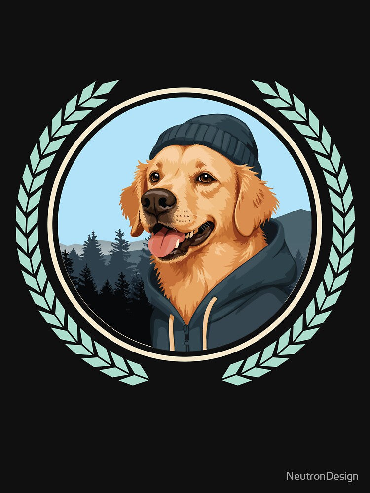 Cool Golden Retriever in Hoodie and Hat – Streetwear Dog Art by NeutronDesign T-Shirts, Sweatshirt (Image 3)