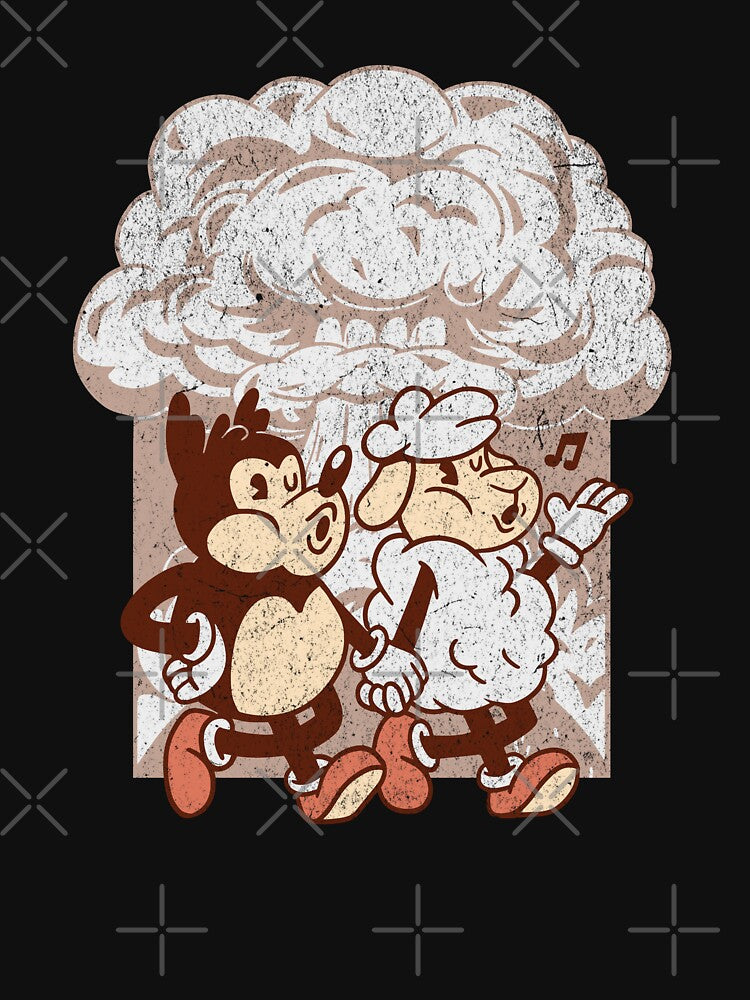 Wolf & Sheep funny cartoon explosion retro by WhistlingSnail T-Shirts, Hoodie, Sweatshirt | BlankRebels.com (Image 3)