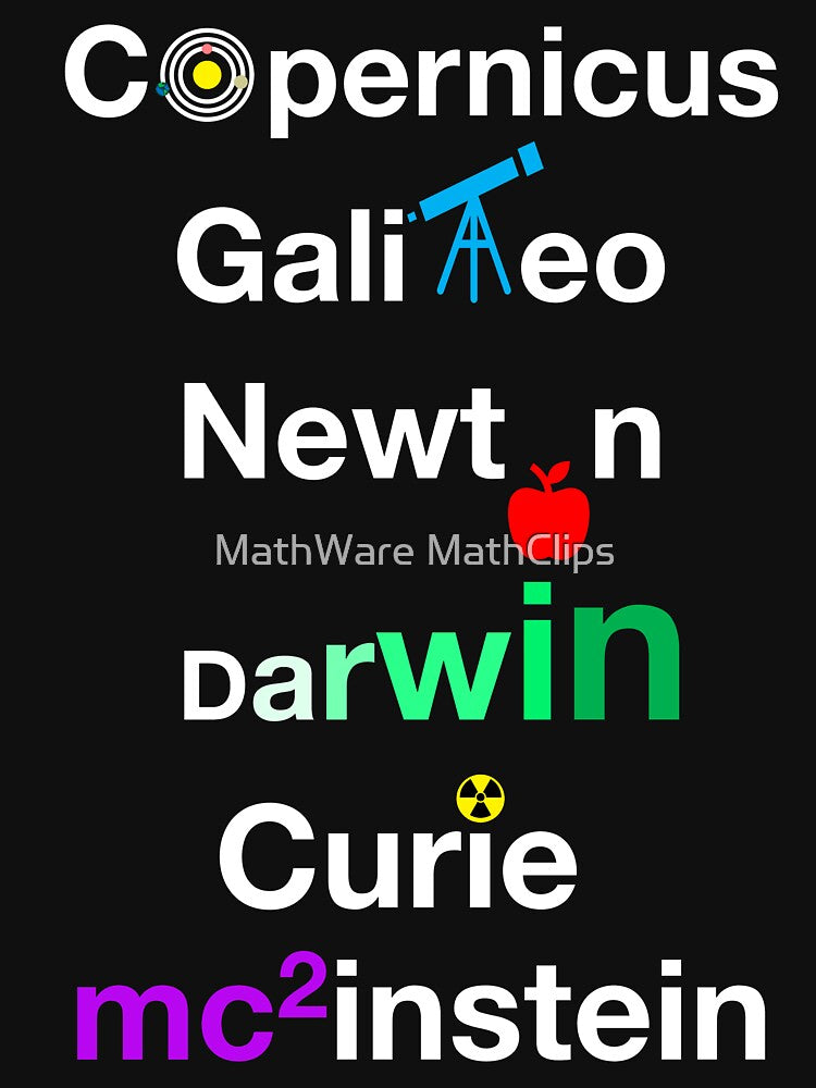 Nerdy Minimalist Iconic Greatest Scientists Names Copernicus, Galileo, Newton, Darwin, Curie, Einstein Science... (Image 3)