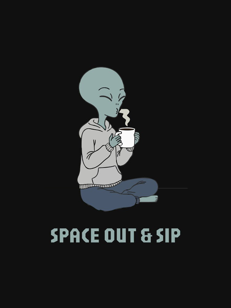 Space Out & Sip – Cute Alien Coffee T-Shirt, Hoodie & Sticker Design by Cipher & Soul Sweatshirt | BlankRebels.com (Image 2)
