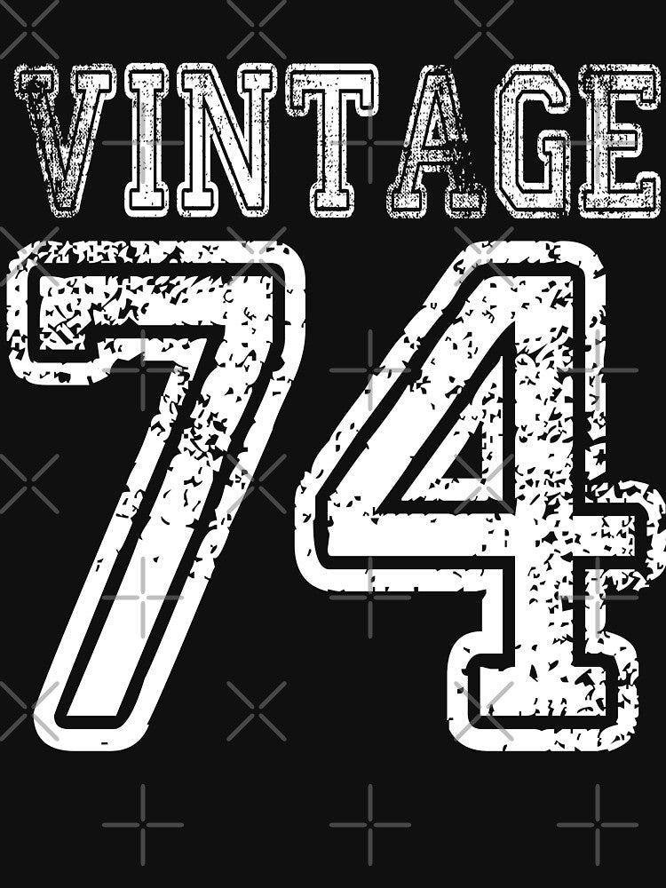 Vintage 74 2074 1974 T-shirt Birthday Gift Age Year Old Boy Girl Cute Funny Man Woman Jersey Style by... (Image 3)