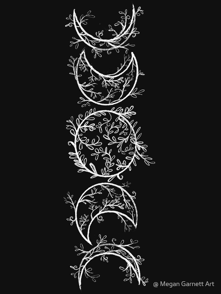 Branch and Vine Moon Phases (Vertical - White) by @ Megan Garnett Art T-Shirts, Hoodie, Sweatshirt (Image 3)