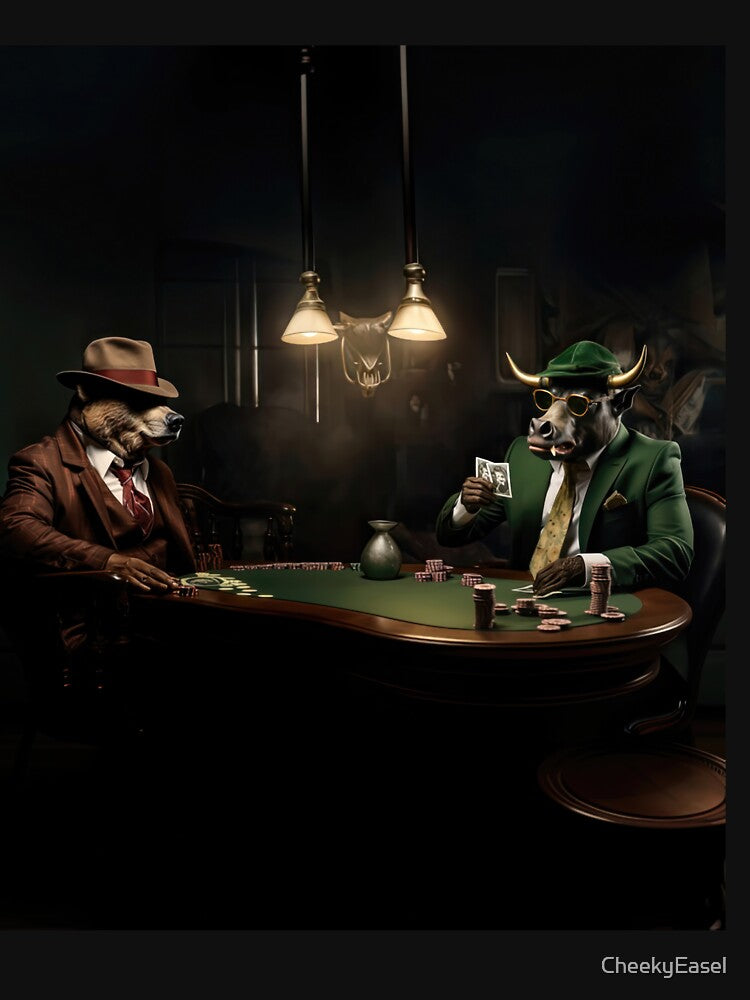 Bull and Bear playing poker, Wall Street Art by CheekyEasel T-Shirts, Hoodie, Sweatshirt | BlankRebels.com (Image 3)