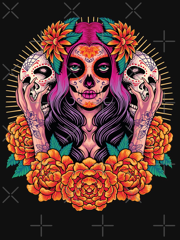 skull with floral by ACHRAF877 T-Shirts, Hoodie, Sweatshirt | BlankRebels.com (Image 3)