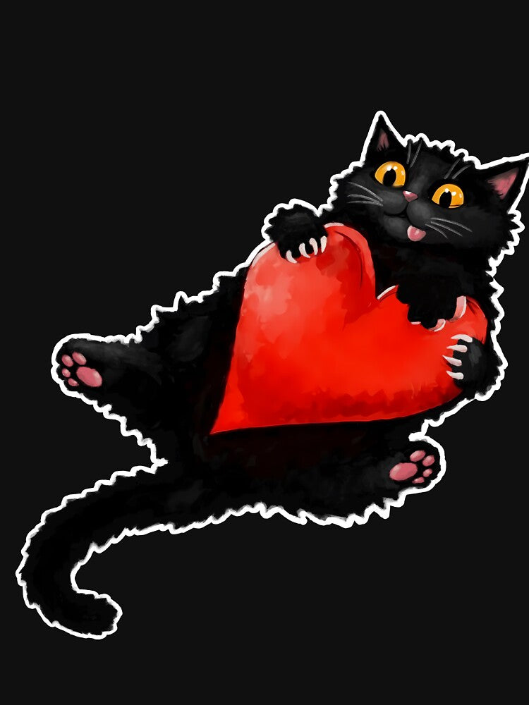Chubby Gothic Black Cat Sticker, T-Shirt & Art Print | Funny Yellow Eyes Design (Image 3)