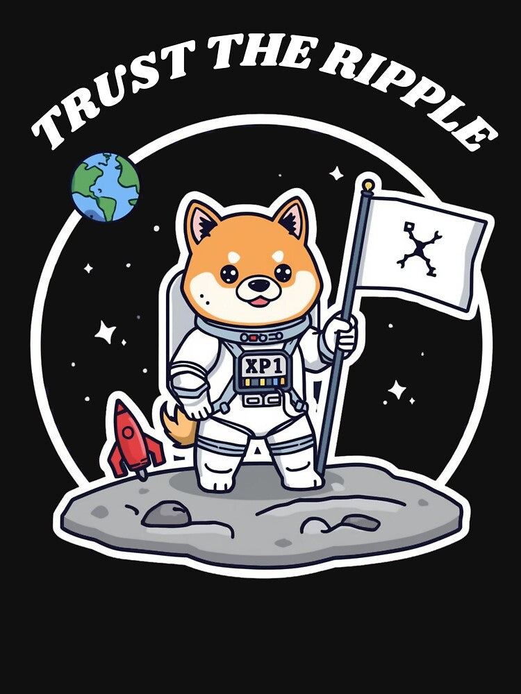Trust the Ripple Astronaut Dog – Funny XRP Crypto Moon Meme Design by LintonGriffin T-Shirts, Hoodie, Sweatshirt (Image 3)