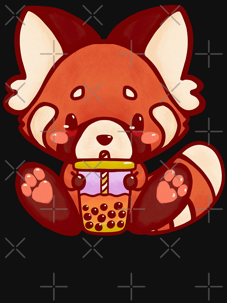 Red fox bubble tea kawaii cute adorable chibi hand painted by · GAMING SOUL · T-Shirts, Hoodie, Sweatshirt (Image 3)
