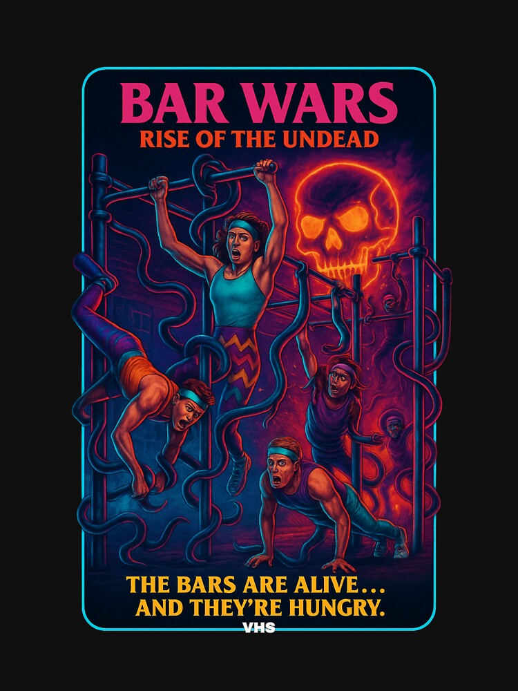 Bar Wars: Rise of the Undead – Retro 80s Horror Street Workout VHS Style T-Shirt by Neon Nightmare Hoodie,... (Image 3)