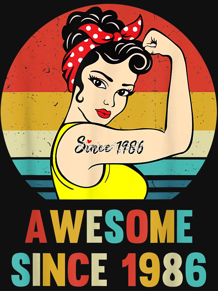 Vintage 1986 Birthday Gift For Women 36 Year 36th Birthday by KimberlySelf T-Shirts, Hoodie, Sweatshirt (Image 3)