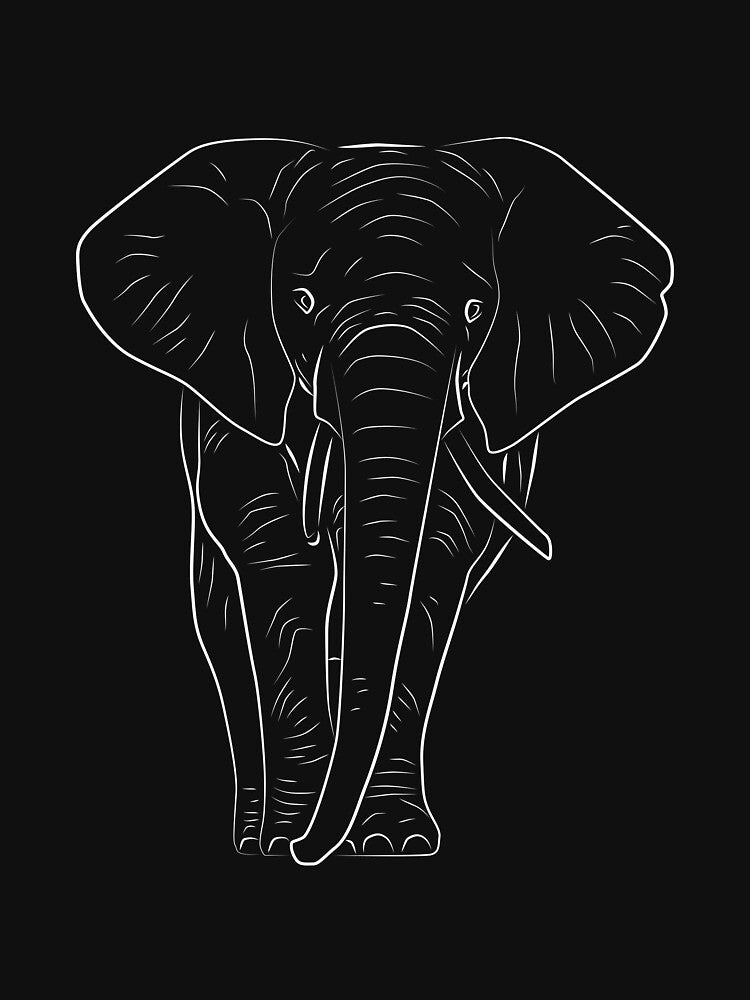 Elephant Line Art White Line Art by ElenaArtDesign T-Shirts, Hoodie, Sweatshirt | BlankRebels.com (Image 3)