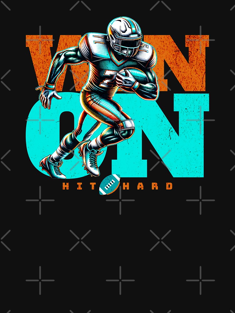 Football Player American Football Boys Kids Men, Win On Hit Hard by DAMOTAmagazine T-Shirts, Hoodie, Sweatshirt (Image 3)