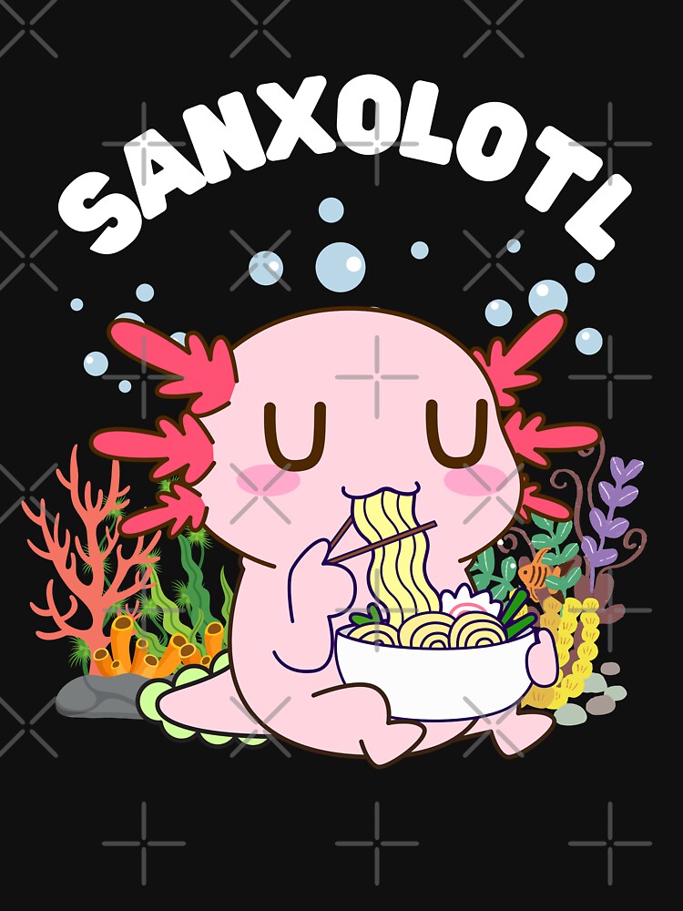 Cute and Funny Axolotl Snacks, SANXOLOTL by lightseeker14 T-Shirts, Hoodie, Sweatshirt | BlankRebels.com (Image 3)