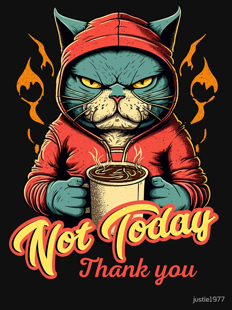 Angry Cat Drinking Coffee by justie1977 T-Shirts, Hoodie, Sweatshirt | BlankRebels.com (Image 3)