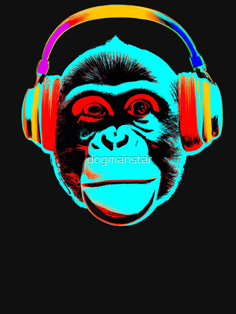 Monkey With Headphones Pop Style Design by dogmanstar T-Shirts, Hoodie, Sweatshirt | BlankRebels.com (Image 3)