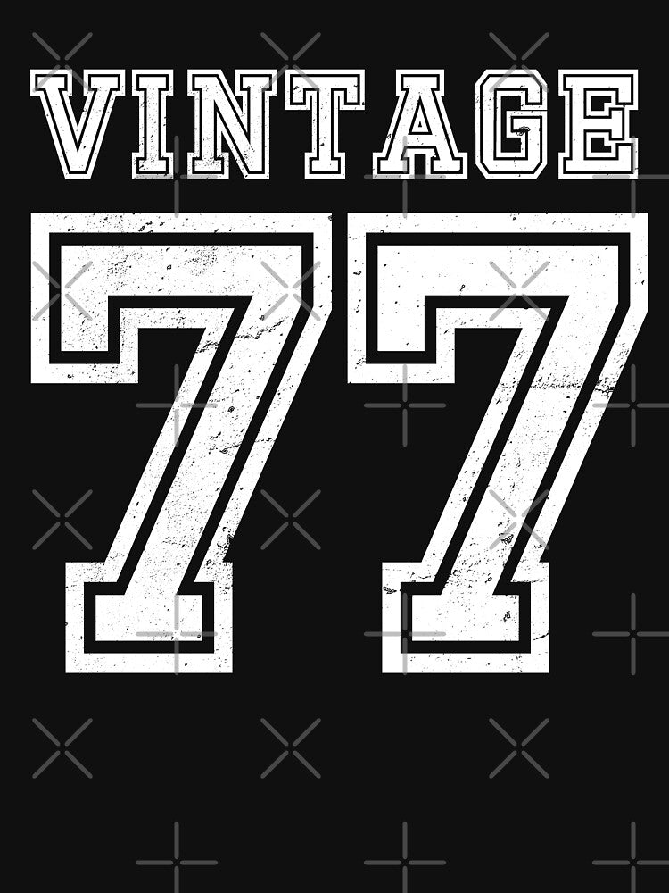 Vintage 77 2077 1974 40th Birthday T-shirt Gift Age Year Old Boy Girl Cute Funny Man Woman Jersey Style by... (Image 3)
