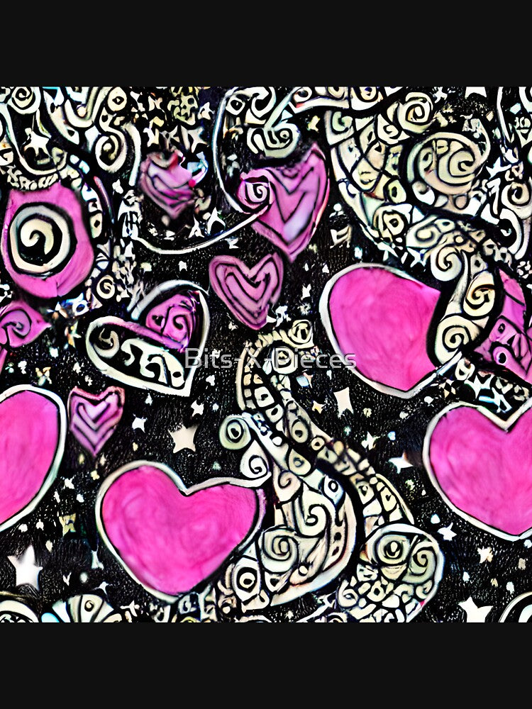 Gothic Stars and Hearts Pattern Dark and Romantic Designs for Gothic Enthusiasts Black Heart by Bits-X-Pieces... (Image 3)