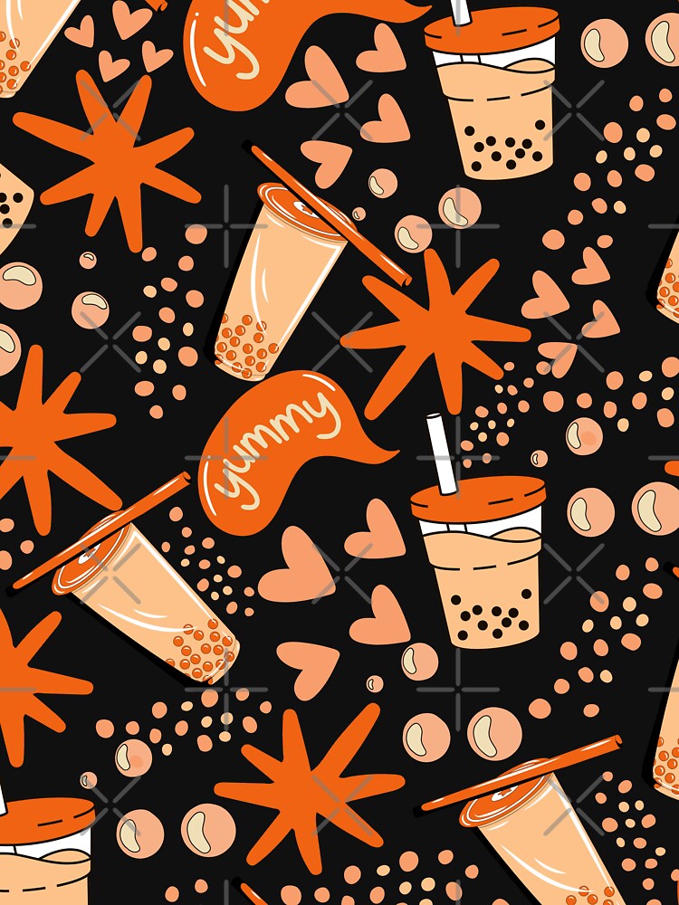 boba tea bubble milk matcha tea orange brown pattern for tea lover by DesignYourWaystore T-Shirts, Hoodie,... (Image 3)