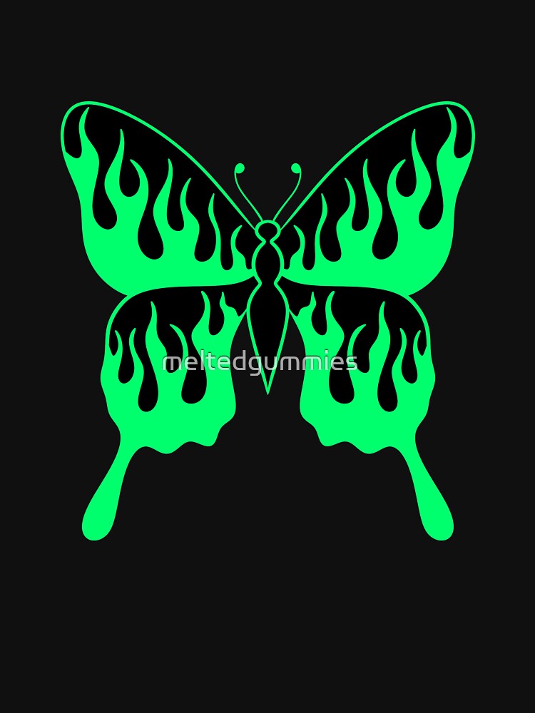 green flame butterfly by meltedgummies ✨ T-Shirts, Hoodie, Sweatshirt | BlankRebels.com (Image 3)