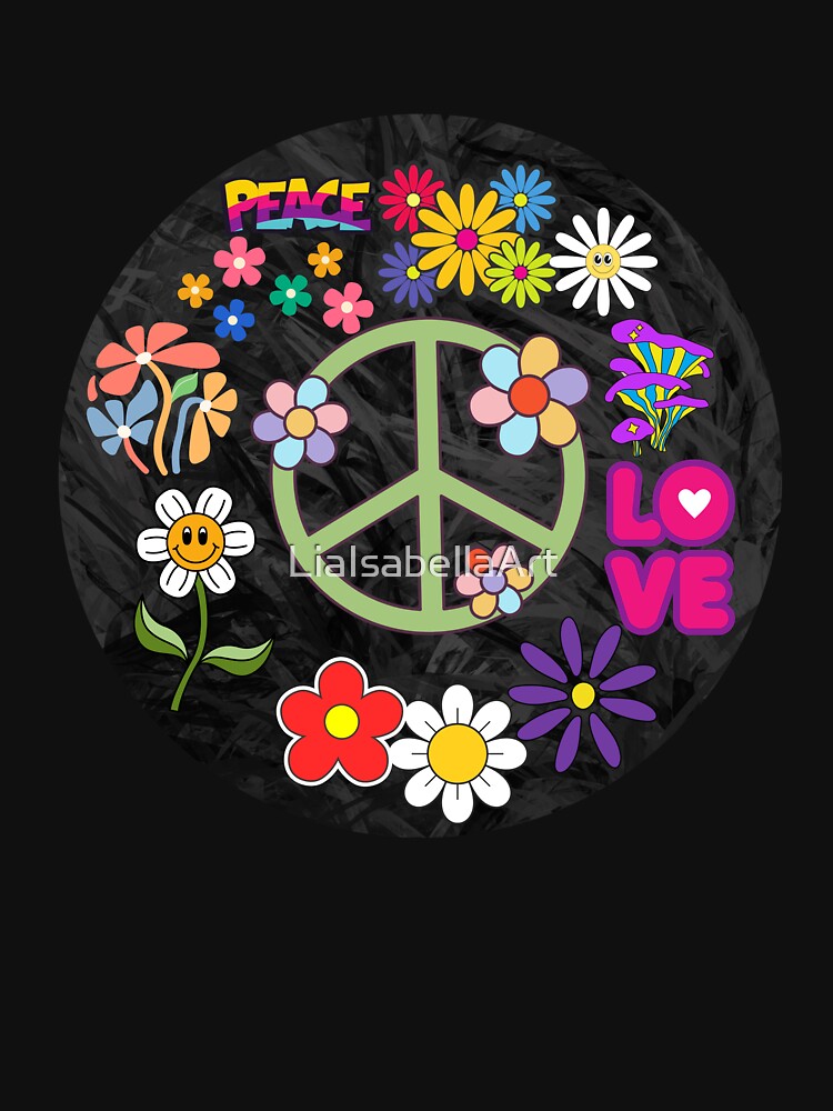 Retro Hippie Peace by LiaIsabellaArt T-Shirts, Hoodie, Sweatshirt | BlankRebels.com (Image 3)