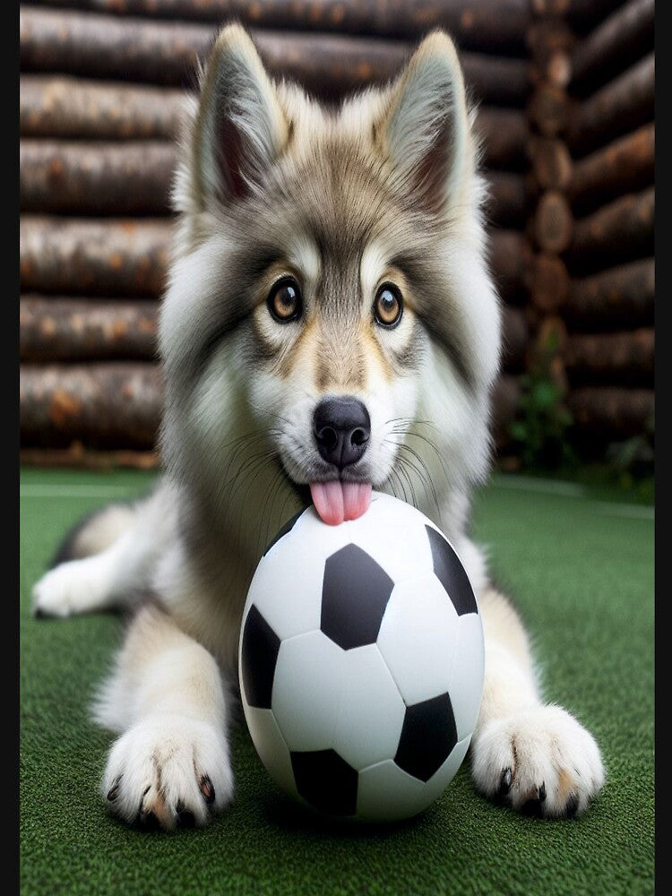 dog playing ball3 by E.D.CH designs.