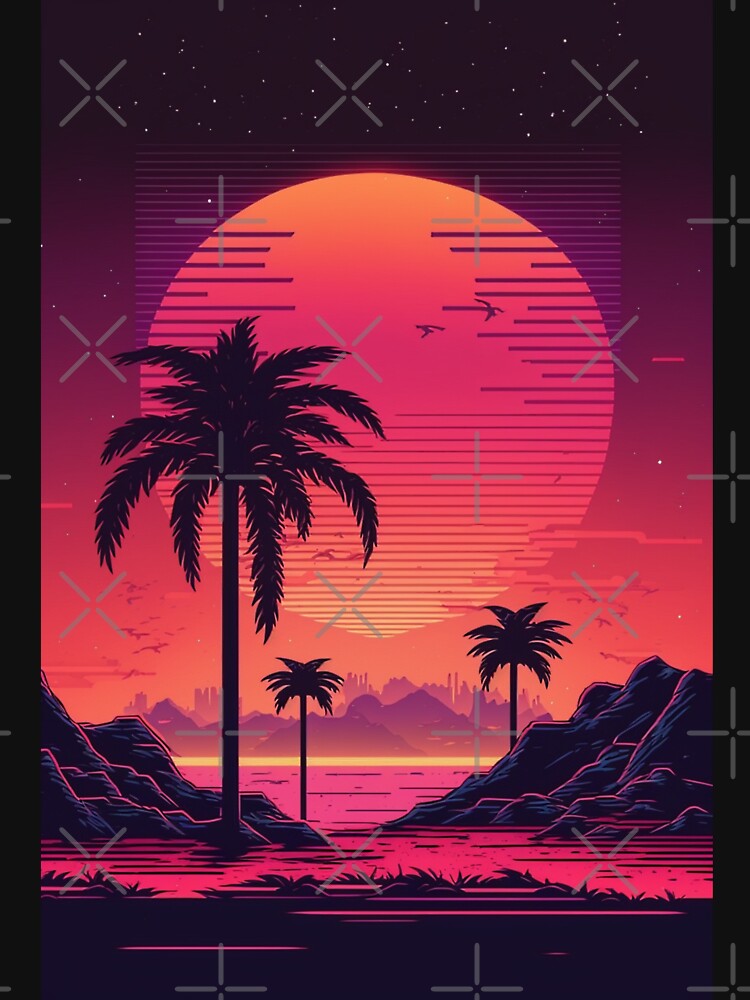 Synthwave/Retrowave Sunset by RESToRAPTOR T-Shirts, Hoodie, Sweatshirt | BlankRebels.com (Image 3)