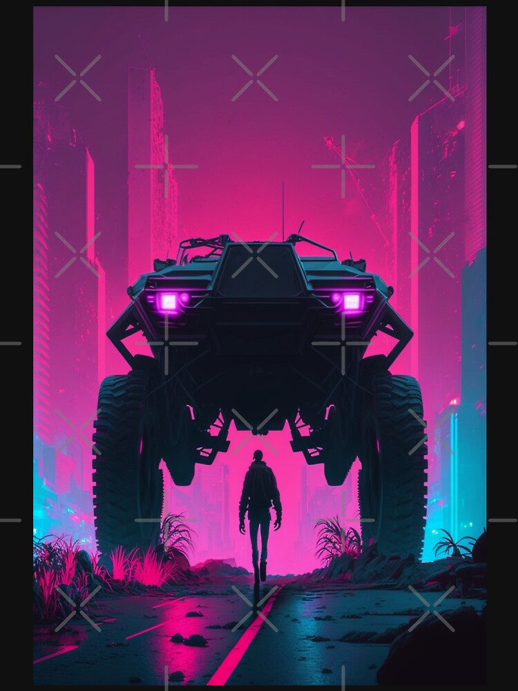 Synthwave/Retrowave Cyberpunk man and car by RESToRAPTOR T-Shirts, Hoodie, Sweatshirt | BlankRebels.com (Image 3)