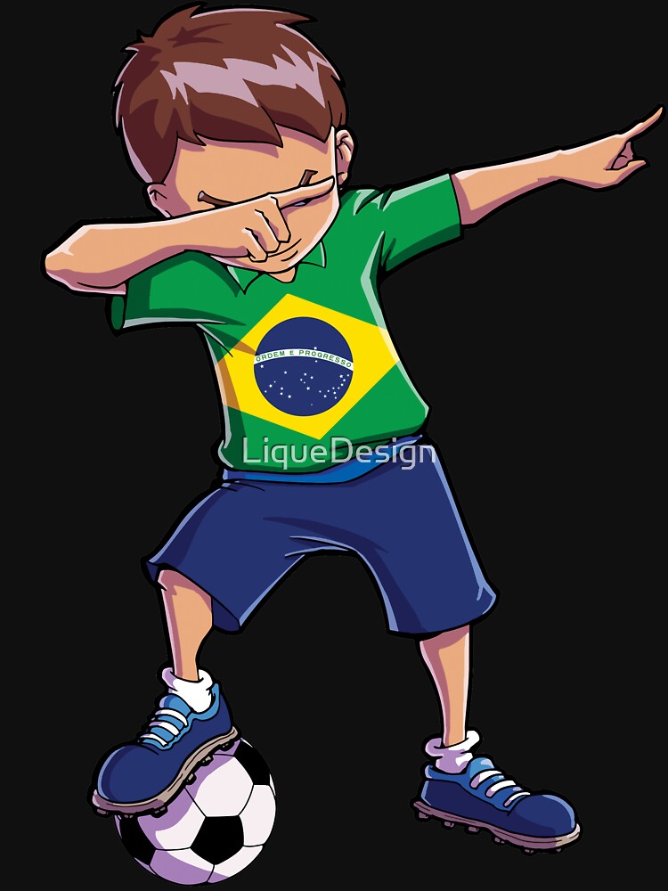 Dabbing Soccer T shirt for Boys Brazil Brazilian Football by LiqueGifts